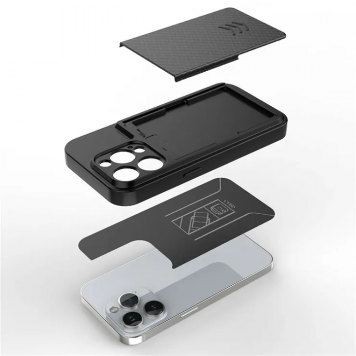 A-One Brand - iPhone 14 Pro Max Mobilskal Korthllare - Svart
