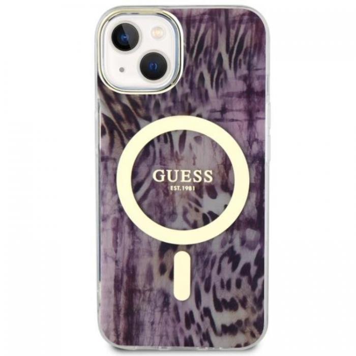 Guess - Guess iPhone 14 Mobilskal MagSafe Leopard - Rosa