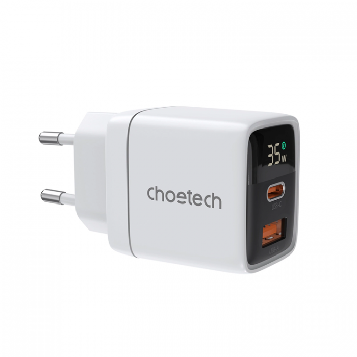 Choetech - Choetech USB-C USB-A Vggladdare PD 35W GaN - Vit