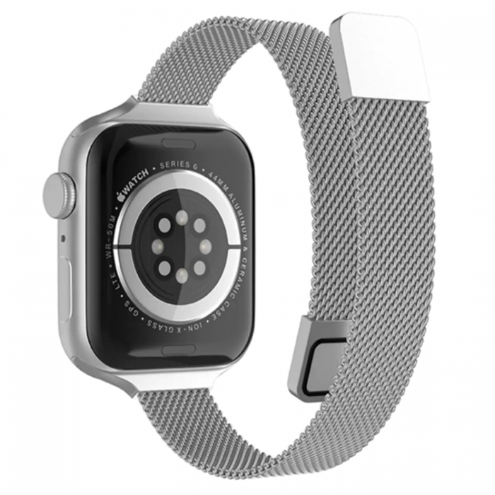 A-One Brand - Apple Watch 4/5/6/7/8/SE/Ultra (49/45/44/42mm) Slim Milanese Band - Silver