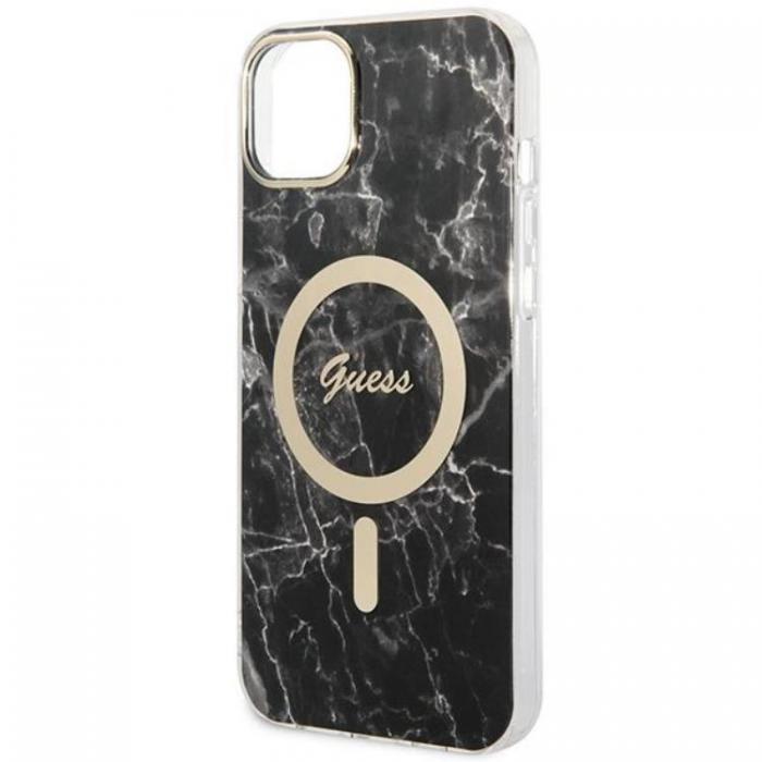 Guess - GUESS iPhone 14 Magsafe Skal Marble + Trdls Laddare - Svart