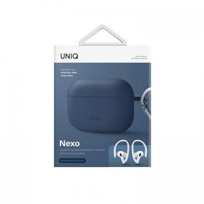 UNIQ - UNIQ AirPods Pro 2 Skal Nexo Silikon med Ear Hooks - Caspian Bl