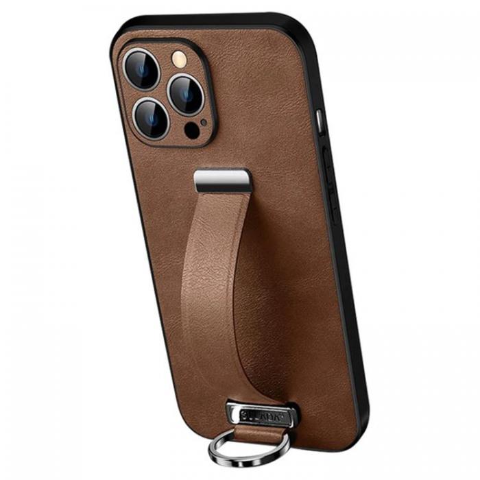 SULADA - SULADA iPhone 15 Pro Max Mobilskal Kickstand med Wristband - Brun