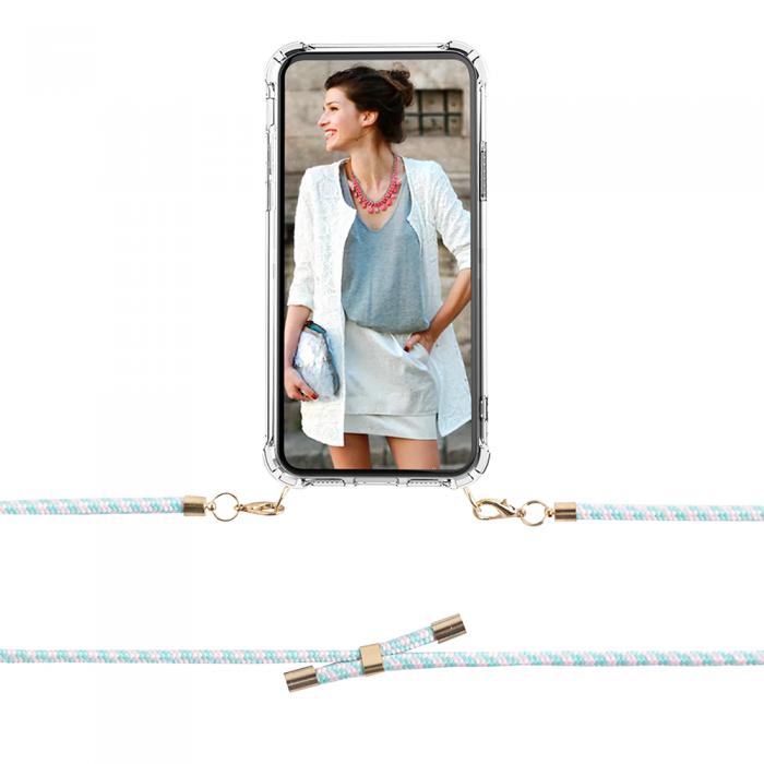 Boom iPhone X/XS skal med mobilhalsband- Rope MintWhite