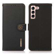 KHAZNEH - KHAZNEH Äkta Läder Fodral Galaxy S22 5G - Svart