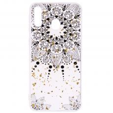 OEM - Glitter Mobilskal till Samsung Galaxy A40 - Black Flower