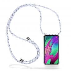 CoveredGear-Necklace - Boom Galaxy A40 mobilhalsband skal - White Stripes Cord