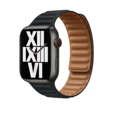 Apple - Apple Watch (45mm) Armband Läder - Midnight Svart