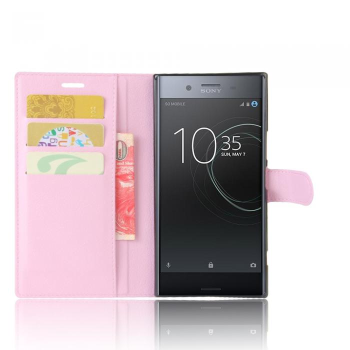 UTGATT4 - Litchi Plnboksfodral Sony Xperia XZ Premium - Rosa