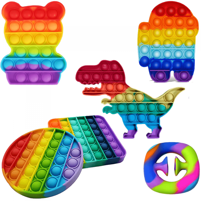 UTGATT5 - 6 Pack RAINBOW Fidget Toy Set Pop it Sensory Toy