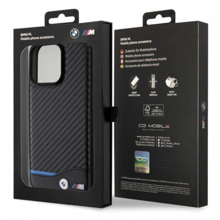 Guess - BMW iPhone 15 Pro Max Mobilskal Lder Carbon - Svart