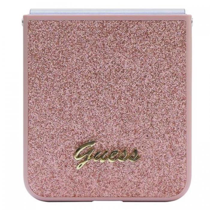Guess - Guess Galaxy Z Flip 5 Mobilskal Glitter Script - Rosa