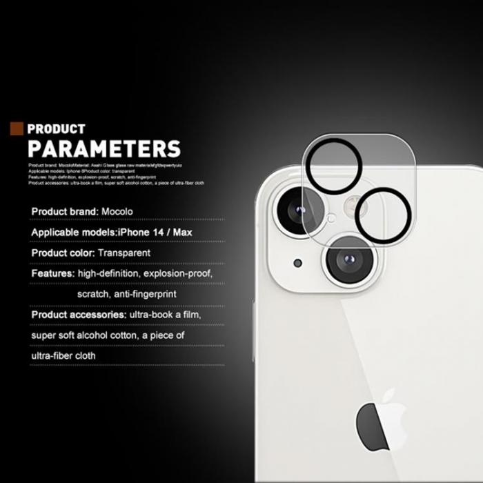 Mocolo - MOCOLO iPhone 14 KameraLinsskydd i Hrdat Glas 9H - Clear