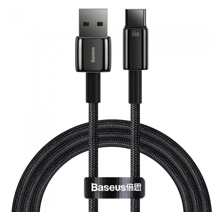 UTGATT1 - Baseus Tungsten USB-A till USB-C Kabel 66 W 1 m - Svart