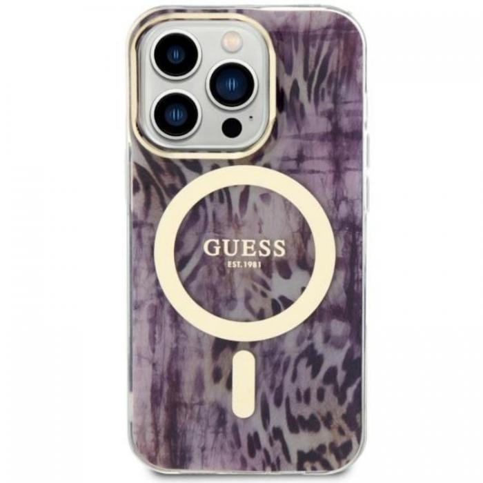Guess - Guess iPhone 14 Pro Mobilskal MagSafe Leopard - Rosa