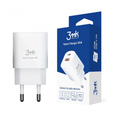 3MK - 3mk HyperCharger Väggladdare 1xUSB-C , 1xUSB-A - Vit