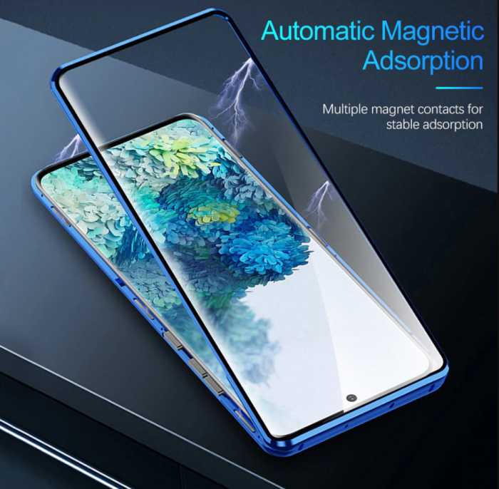 A-One Brand - Galaxy S20 Plus Skal Magnetisk Metallram + Hrdat Glas Fram och Bak