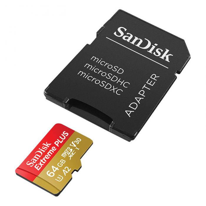 UTGATT5 - SANDISK EXTREME+ MICROSDXC 64GB W/ SD ADAPTER 170MB/S