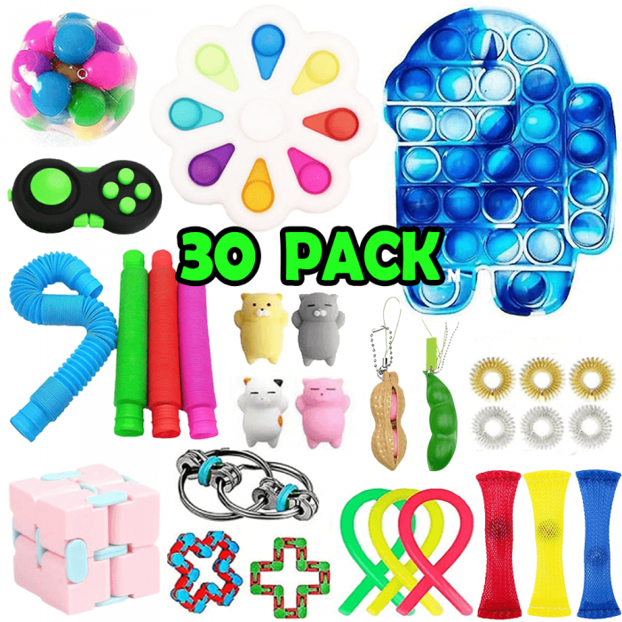 UTGATT5 - 30 Pack Fidget Toy Set Pop it Sensory Toy fr Vuxna & Barn