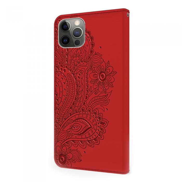 A-One Brand - Blommor iPhone 13 Pro Plnboksfodral - Rd