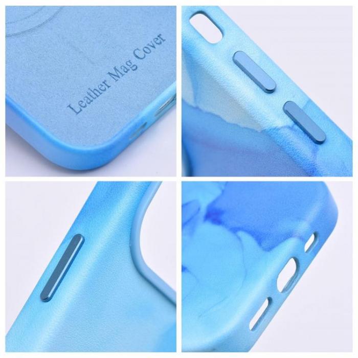 A-One Brand - iPhone 13 Pro Max Magsafe Mobilskal Lder - Bl Splash