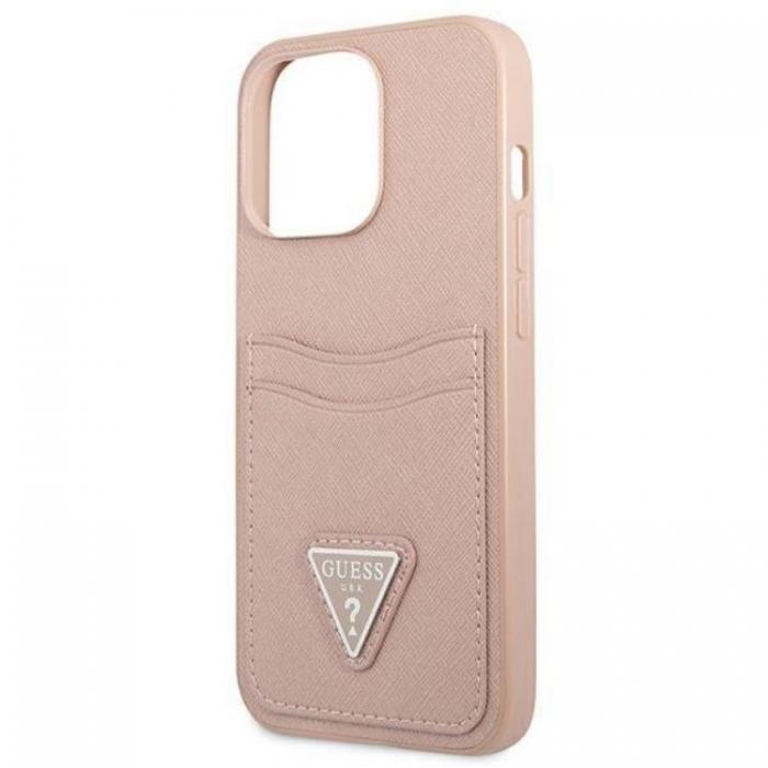 Guess - Guess iPhone 13/13 Pro Skal Korthllare Saffiano Triangle Logo - Rosa