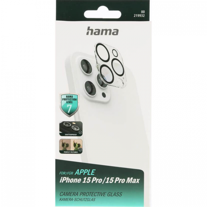 Hama - Hama iPhone 15 Pro /15 Pro Max Kameralinsskydd i Hrdat Glas - Transparent