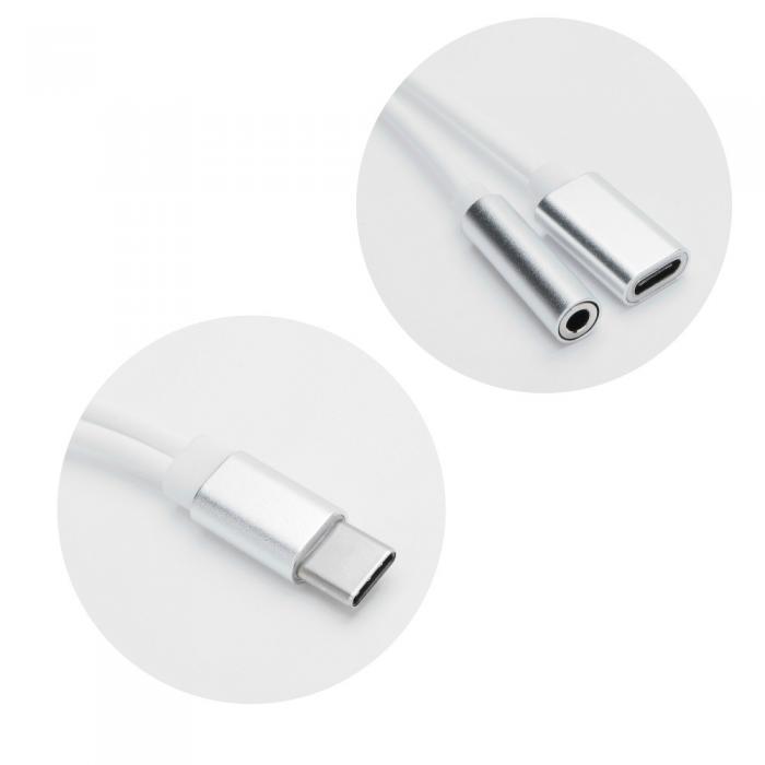 Forcell - Adapter HF/audio + charging USB-C - Jack 3,5mm Vit