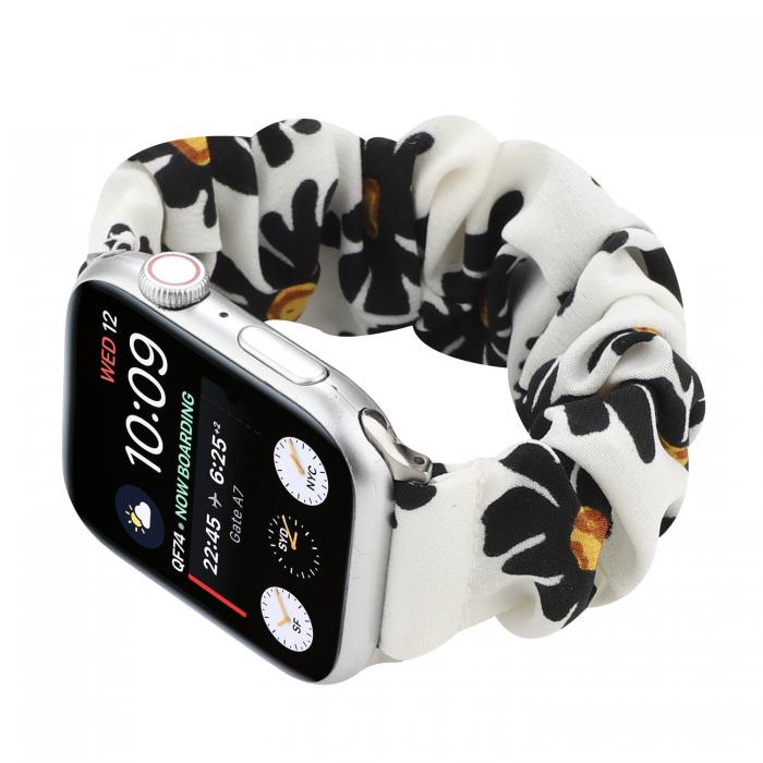 UTGATT5 - Armband Scrunchie Apple Watch 1/2/3/4/5/6/SE 38/40mm Svart Maskros