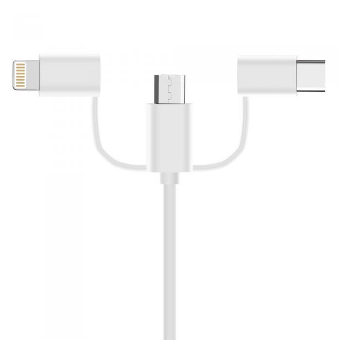 UTGATT5 - 3in1 USB micro USB/USB Type C/lightning Kabel 2 A Vit