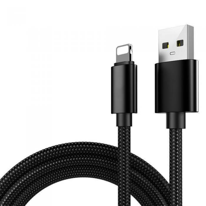 UTGATT4 - BOOM - Nylon USB till Lightning Kabel, 2.1A, 3M - Svart