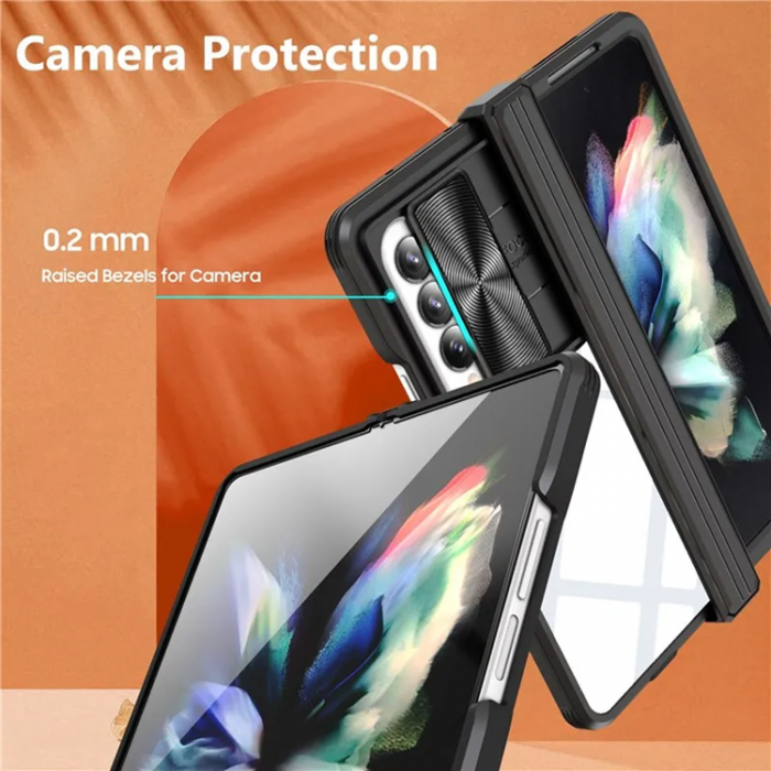 A-One Brand - Galaxy Z Fold 4 Mobilskal 360 Kamera Slider - Svart