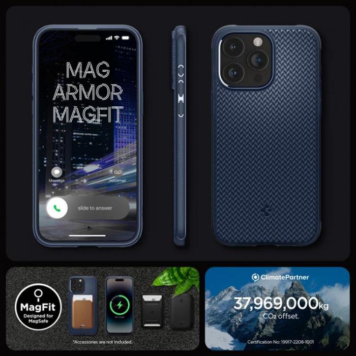 Spigen - Spigen iPhone 15 Pro Mobilskal Magsafe Armor - Marinbl