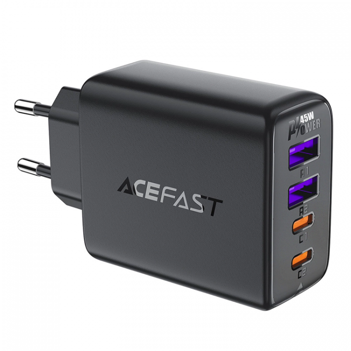 Acefast - Acefast A61 PD 45W GaN Vggladdare 2 x USB-A + 2 x USB-C - Svart
