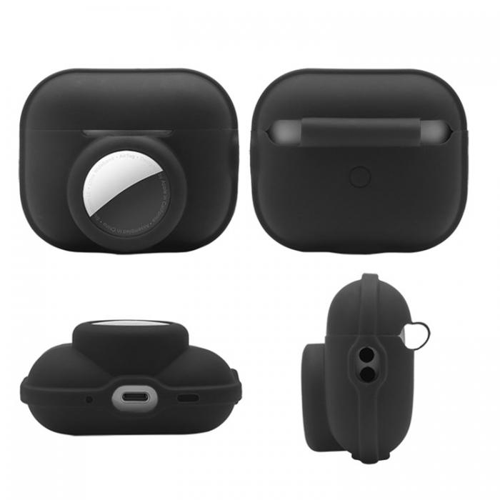 A-One Brand - Airpods Pro 2 Skal 2-in-1 AirTag Silikon - Svart