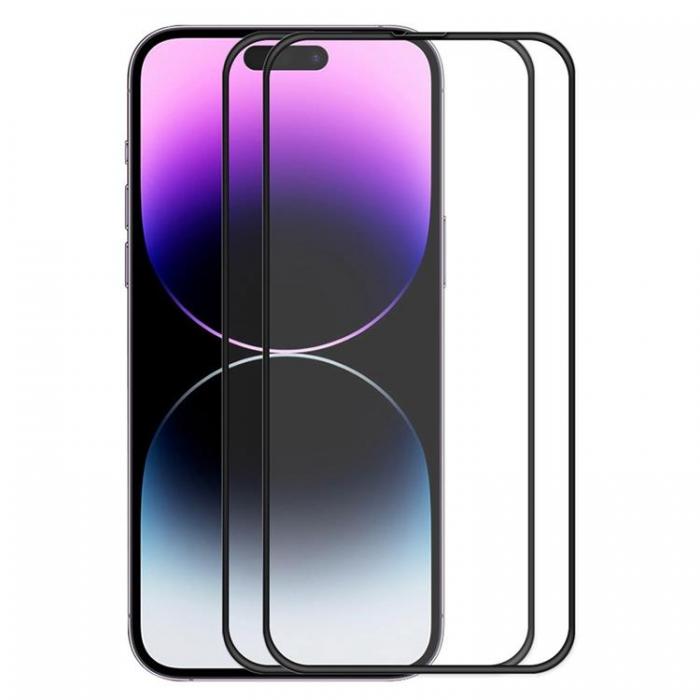 A-One Brand - [2-PACK] iPhone 14 Pro Hrdat Glas Skrmskydd - Svart