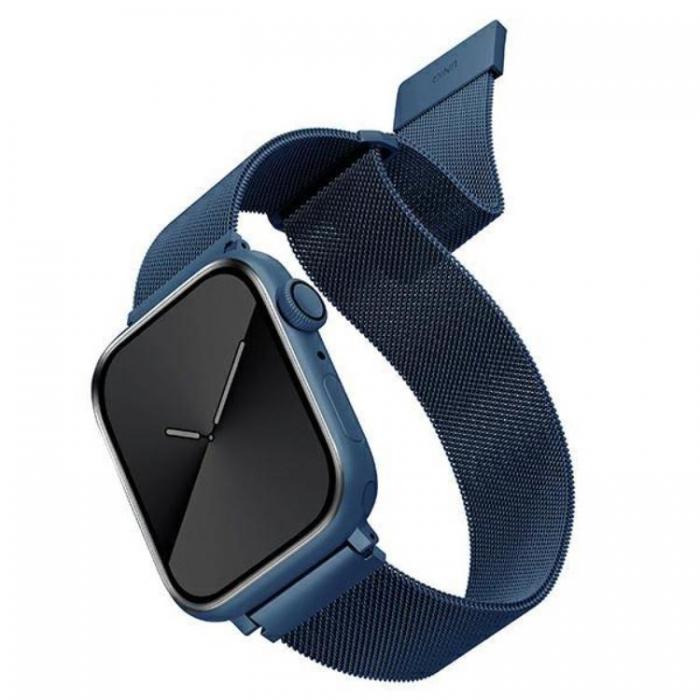 UNIQ - Uniq Apple Watch 4/5/6/7/SE (42/44/45mm) Armband Stainless Steel - Cobalt Bl