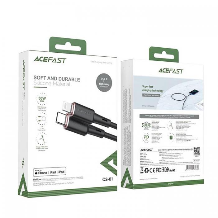Acefast - Acefast MFI Typ-C Till Lightning Kabel 30W 1.2m - Svart