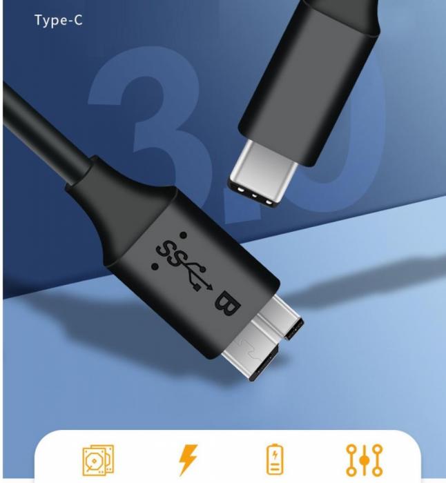 A-One Brand - Hrddisk kabel USB-C till microUSB 3.0 Hrddiskhlje - 1M - Svart