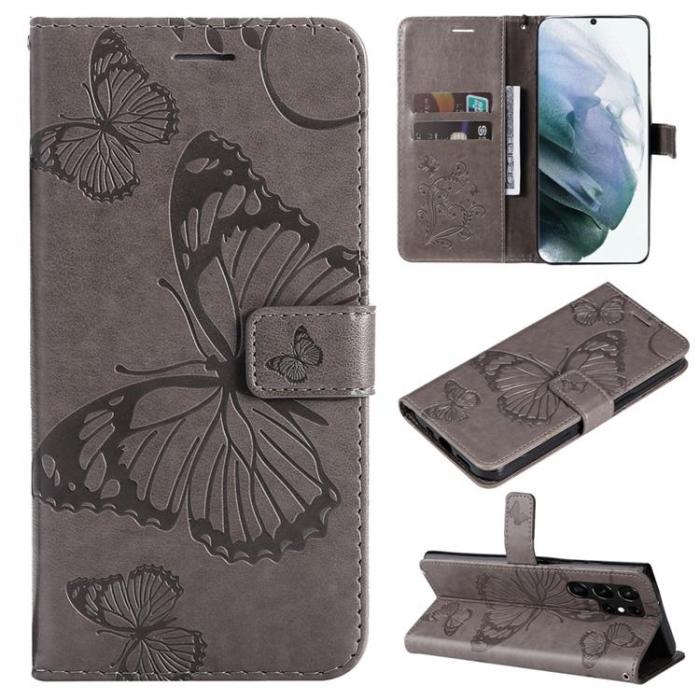 A-One Brand - Butterfly Imprinted Fodral Galaxy S22 Ultra - Gr