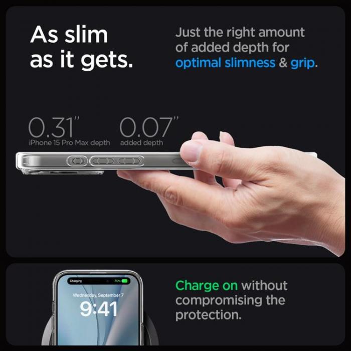 Spigen - Spigen iPhone 15 Pro Max Mobilskal Magsafe Hybrid - Vit