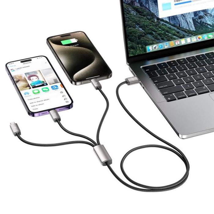 Tech-Protect - Tech-Protect 3in1 USB-A Till Lightning/Type-C/Micro-USB 1m - Gr