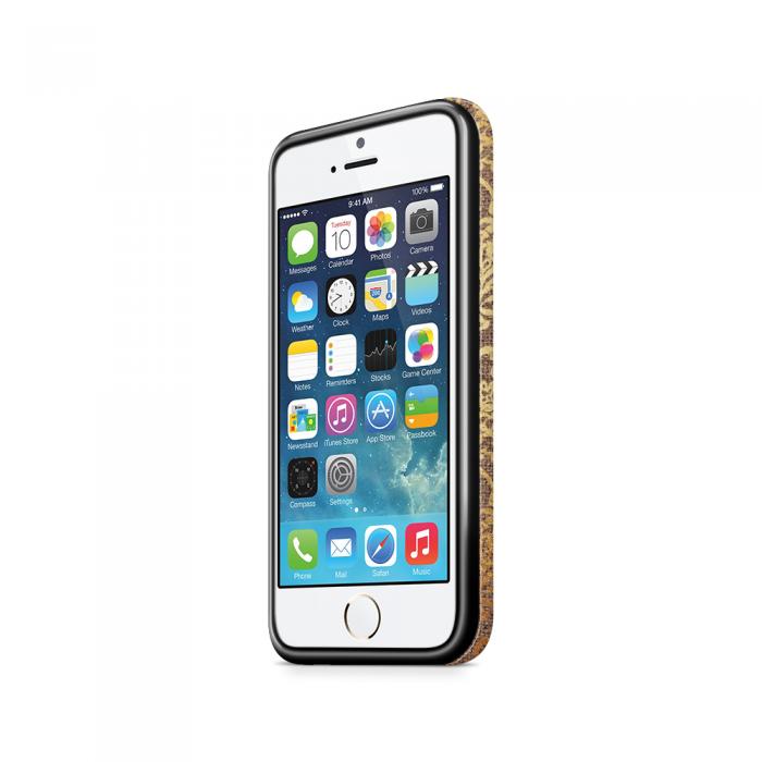 UTGATT5 - Tough mobilSkal till Apple iPhone SE/5S/5 - Canvas Damask - Guld/Brun