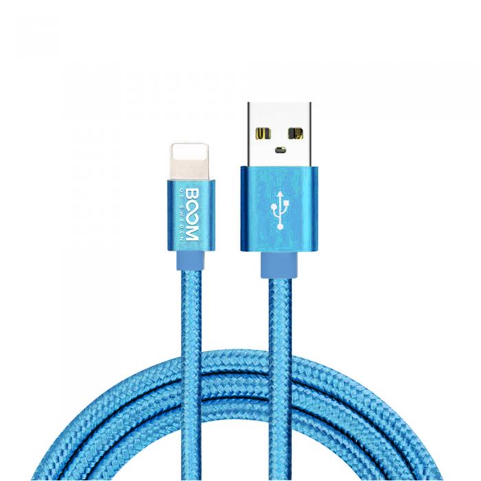 UTGATT4 - BOOM - Nylon USB till Lightning Kabel, 2.1A, 3M - Bl