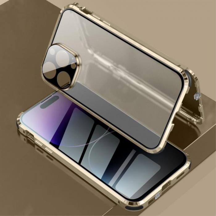 A-One Brand - iPhone 14 Pro Skal Anti-Spy Metall Magnetic - Guld