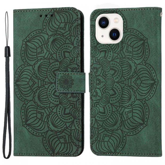 A-One Brand - iPhone 14 Plånboksfodral Mandala Flower - Grön