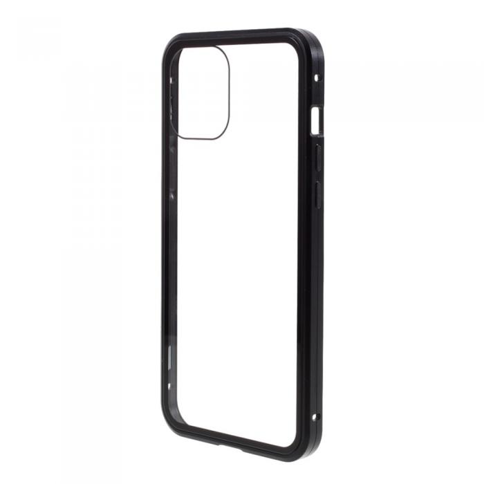 A-One Brand - Magnetisk Metal skal med Hrdat Glas till iPhone 12 Mini - Svart