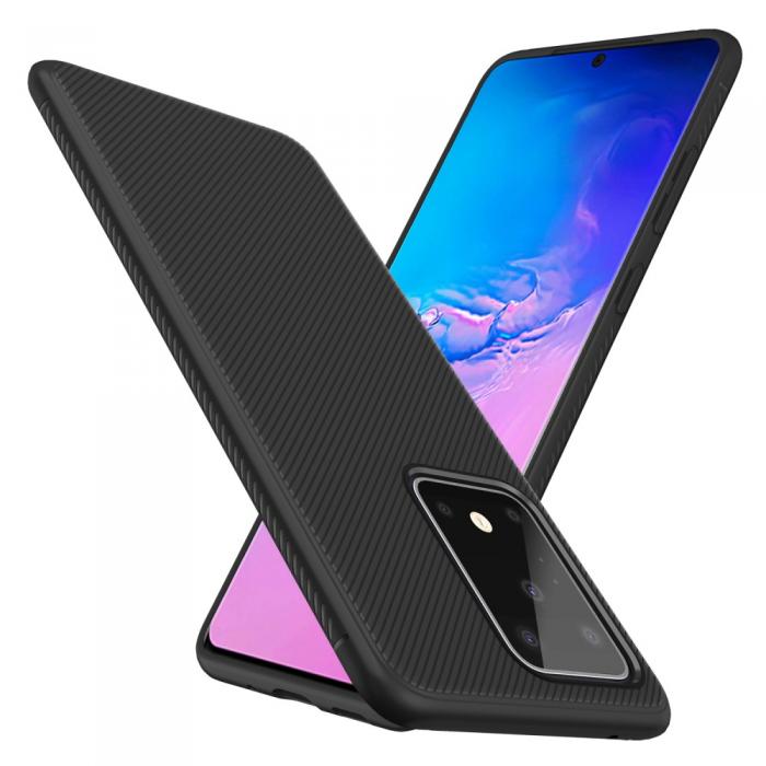 A-One Brand - Twill Texture Flexicase Skal till Samsung Galaxy S20 Ultra - Svart