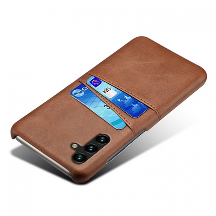 A-One Brand - Galaxy A54 5G Mobilskal Korthllare Shockproof PU-Lder - Brun
