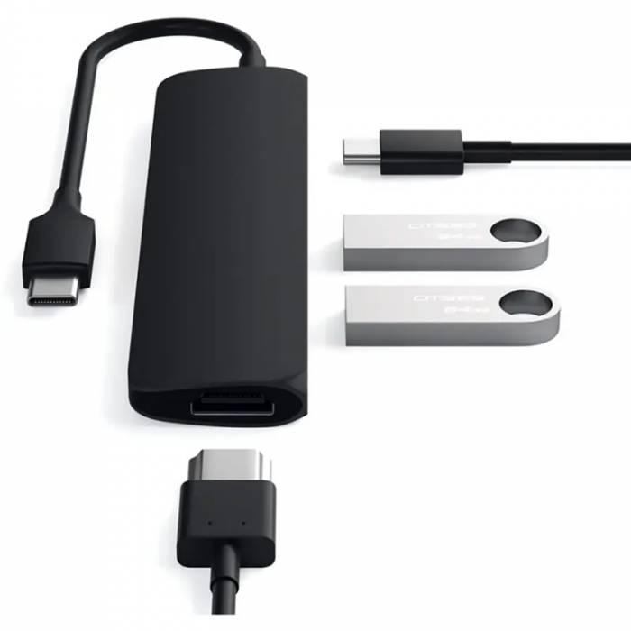 Satechi - Satechi Slim USB Hubber med 4K HDMI - Svart